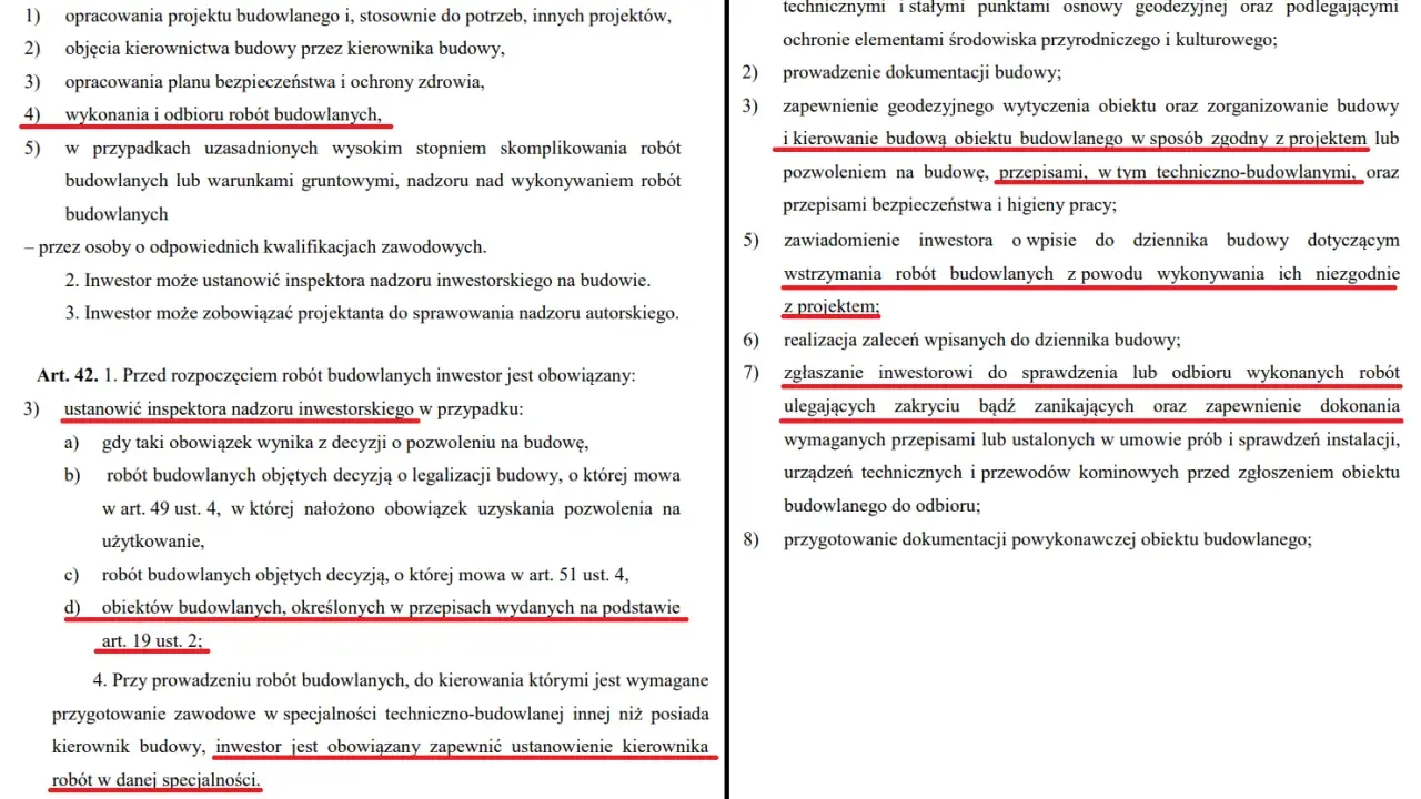 Przykładowe wpisy do dziennika budowy: obowiązki inwestora i kierownika budowy, nadzór, odbiór robót.