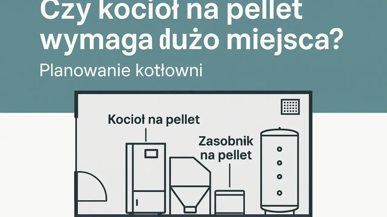 Schemat kotłowni z kotłem na pellet i zasobnikiem. Planowanie minimalne wymiary kotłowni na pellet.