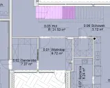Plan domu z zaznaczonymi pomieszczeniami: hol, garderoba, wiatrołap, spiżarnia, kuchnia, schowek i pomieszczenie techniczne. Całkowita powierzchnia użytkowa domu jest widoczna na planie.