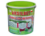 Jaka farba do betonu na zewnątrz? Pojemnik farby Aksamit do malowania i renowacji powierzchni betonowych, z widokiem na biały płotek.