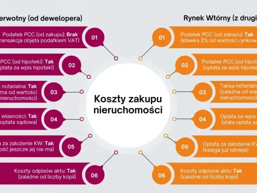 Porównanie kosztów zakupu nieruchomości: rynek pierwotny vs wtórny. Czy kupujesz dom czy mieszkanie, warto znać różnice.