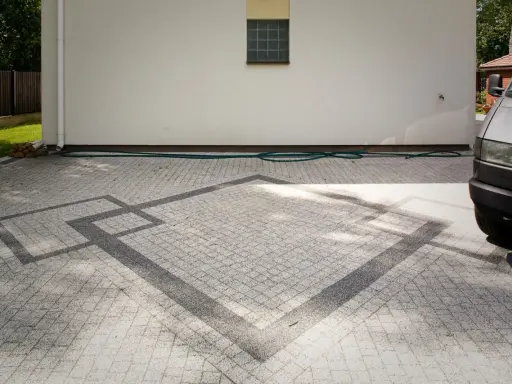 Nowoczesny wzór z kostki brukowej. Sprawdź ceny układania kostki brukowej i stwórz unikalny podjazd.