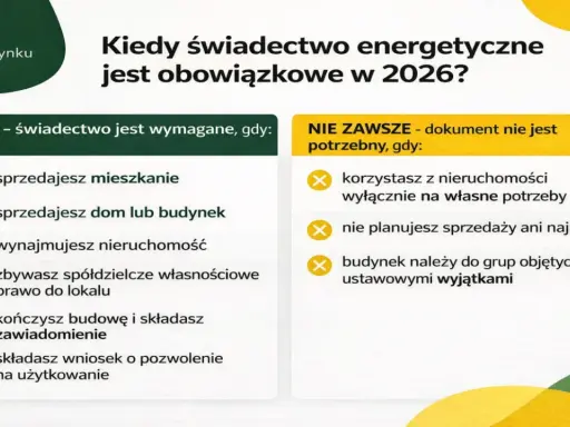 Kiedy świadectwo energetyczne domu jest obowiązkowe w 2026? Informacje o sprzedaży, wynajmie i wyjątkach.