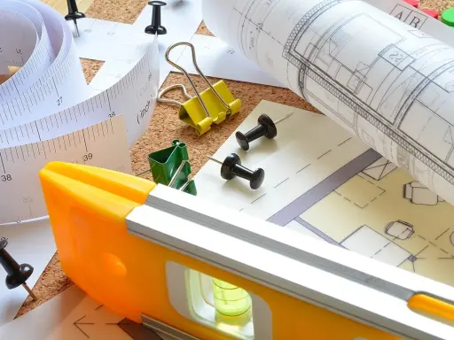 Miarka, poziomica i plany architektoniczne. Kluczowe narzędzia do wyznaczania minimalnej szerokości działki budowlanej i precyzyjnego projektowania.