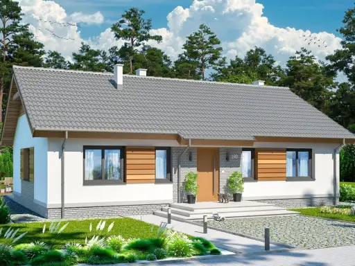 Nowoczesne domy do 100m2 z drewnianymi elementami, otoczone zielenią. Idealne dla rodziny.