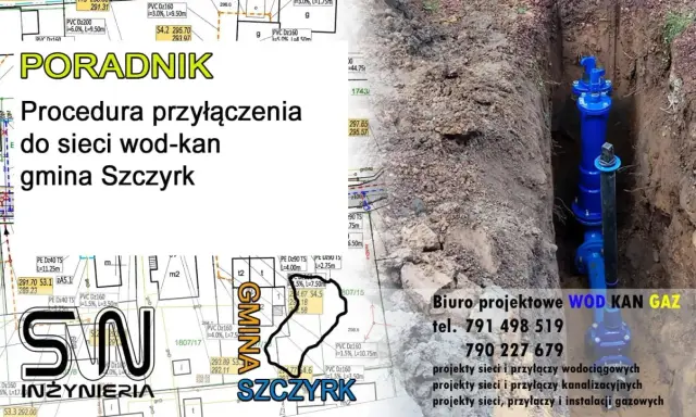 Biuro projektowe WOD KAN GAZ, które robi projekt przyłącza wody, oferuje kompleksowe usługi.