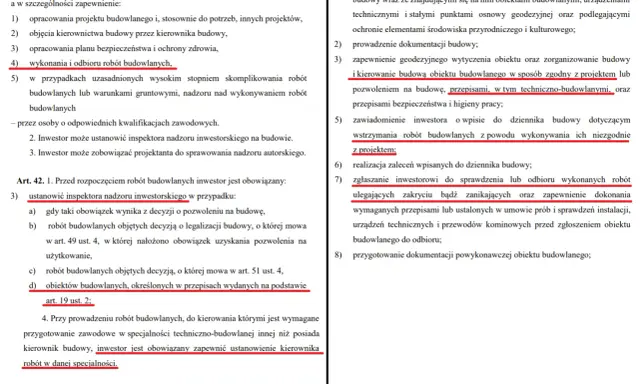 Przykładowe wpisy do dziennika budowy: obowiązki inwestora i kierownika budowy, nadzór, odbiór robót.